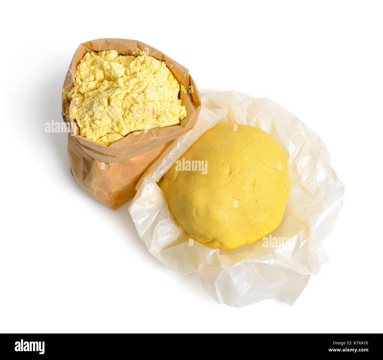 Corn flour and dough. Isolated on white background Stock Photo Alamy