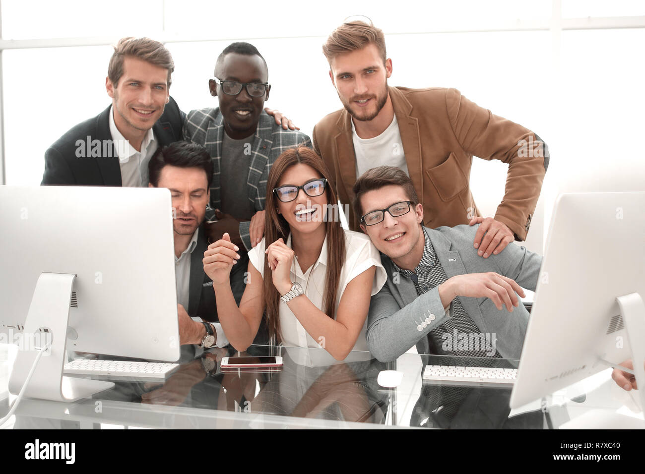 portrait of a successful business team in the workplace Stock Photo - Alamy