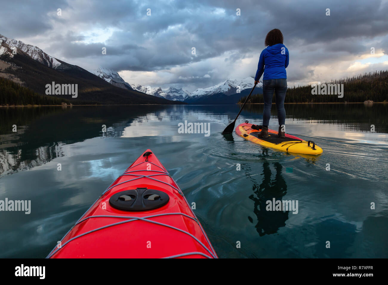 Canada kayaking jasper national park hires stock photography and
