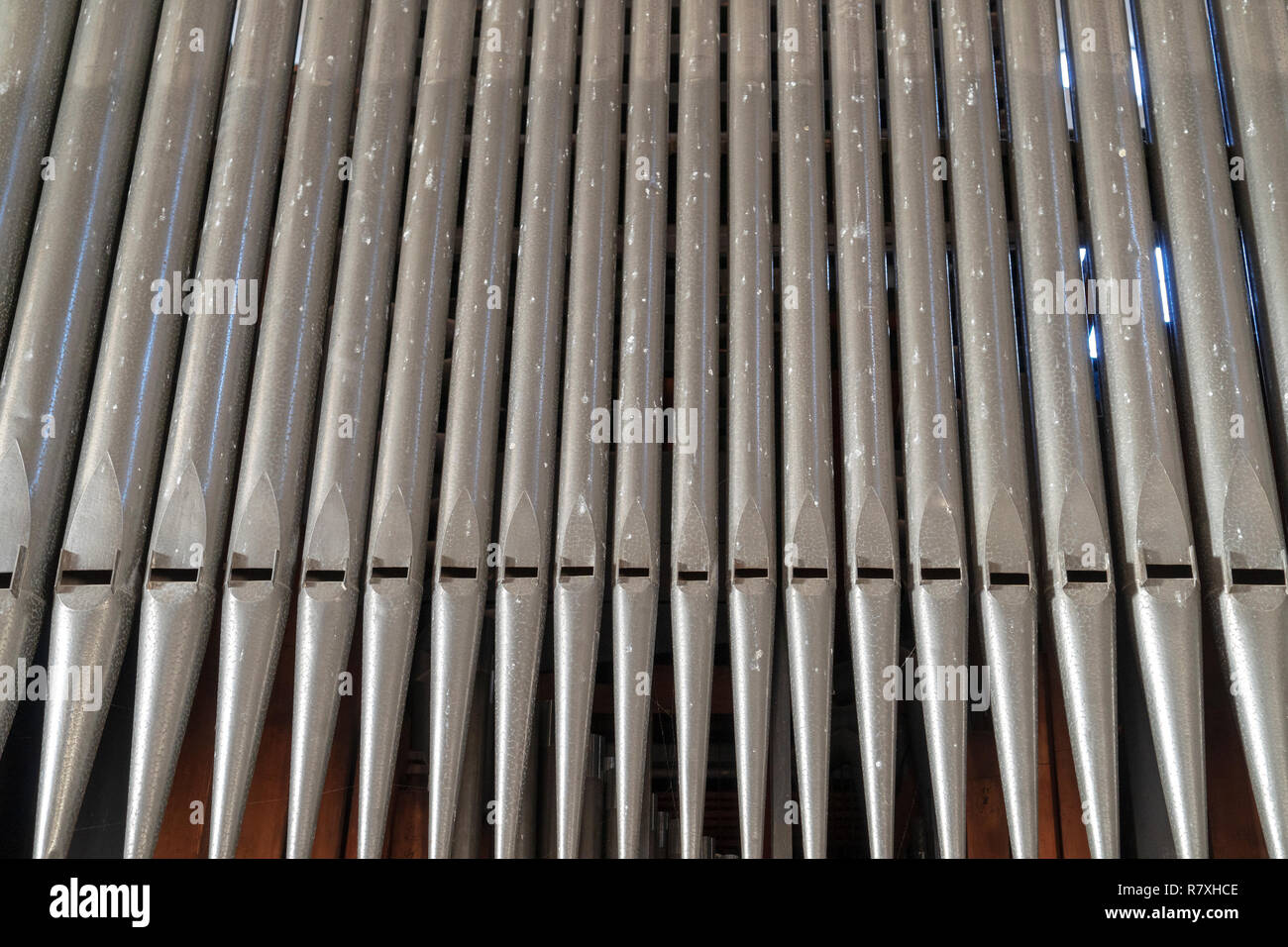 Church organ pipes Stock Photo