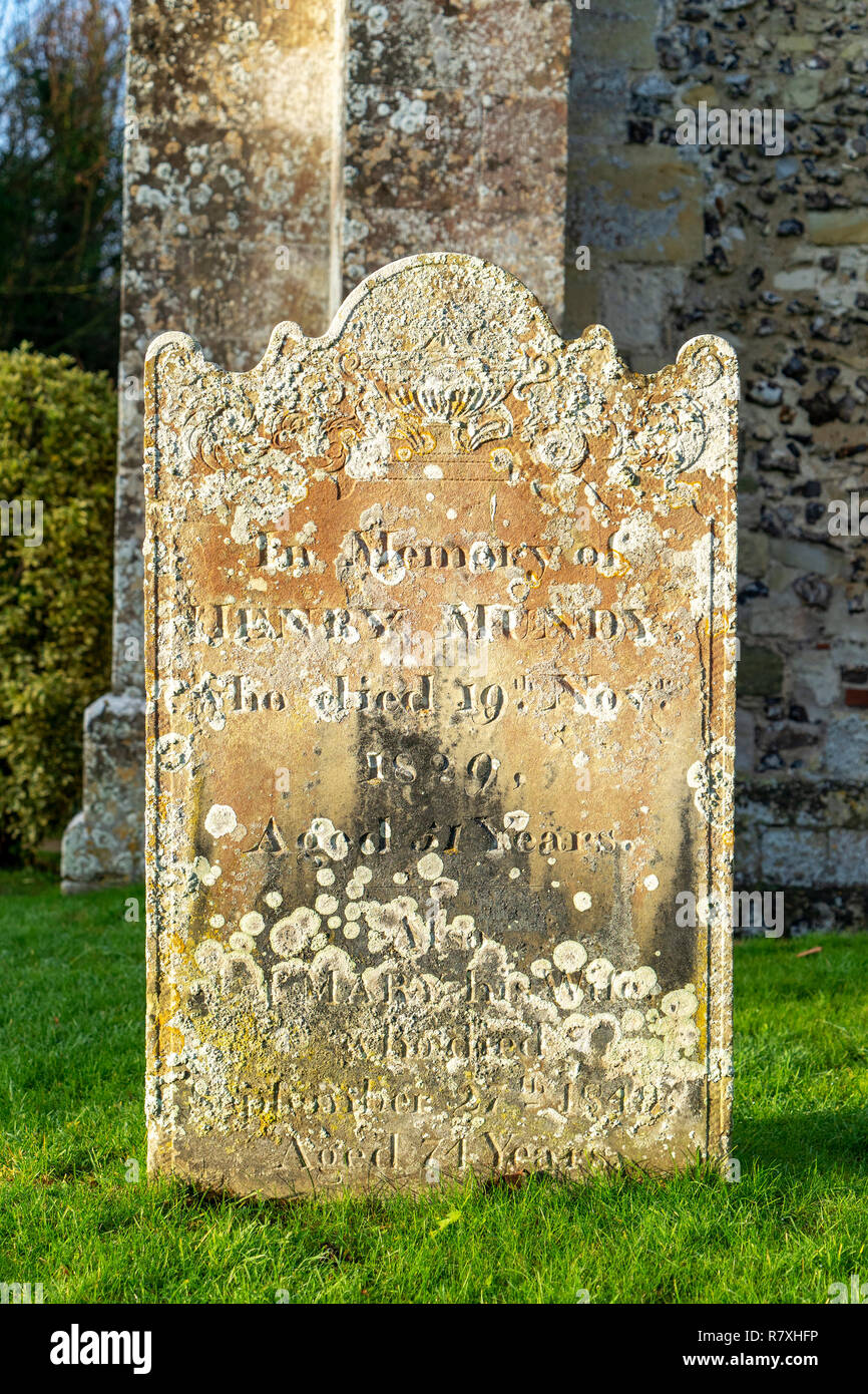 Old ornate gravestone in Amesbury church yard Wiltshire UK Stock Photo