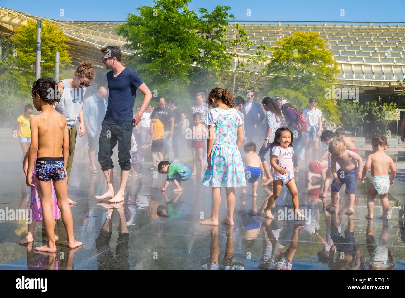 France Paris Chatelet Les Halles Nelson Mandela Garden Water