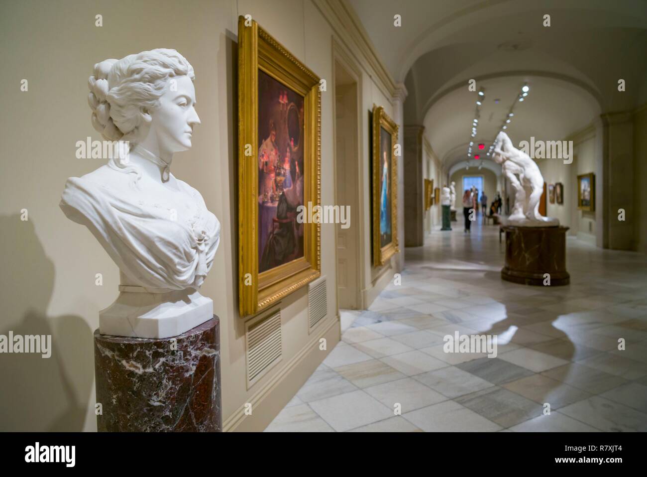 United States, District of Columbia, Washington, Reynolds Center for American Art, National Portrait Gallery, sculpture of Margareta Willoughby Pierpoint by Agustus Saint-Gaudens Stock Photo