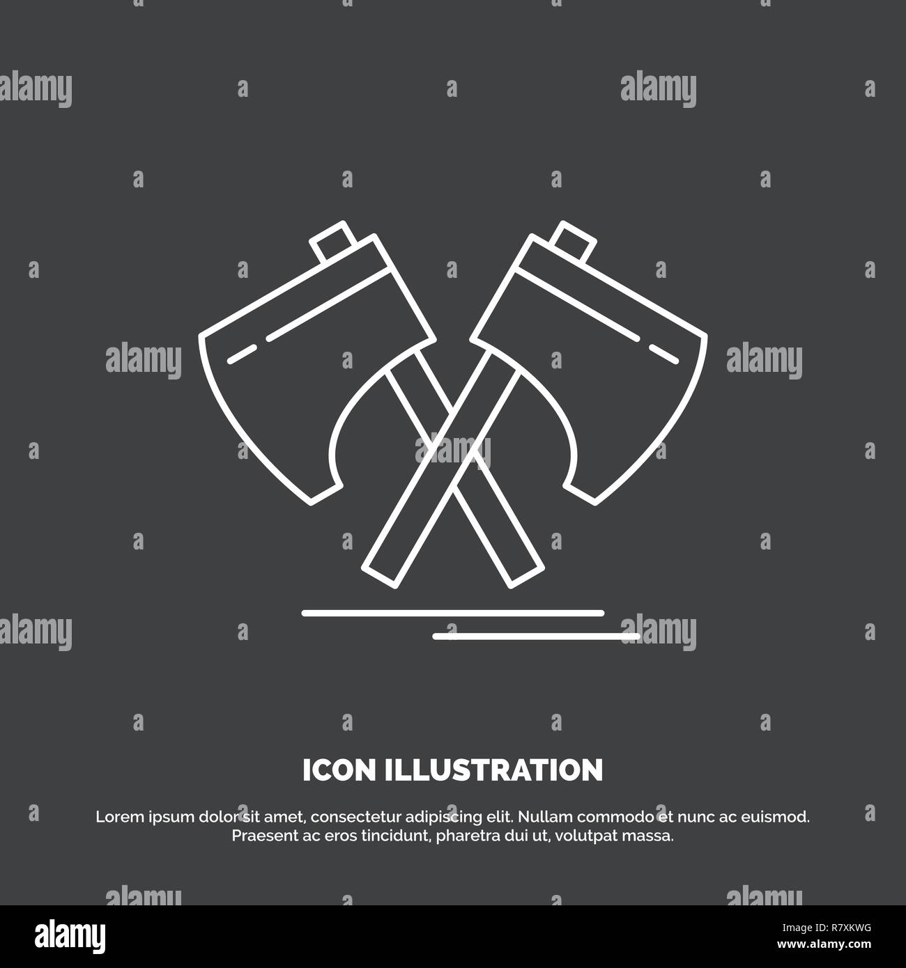Axe, hatchet, tool, cutter, viking Icon. Line vector symbol for UI and UX, website or mobile application Stock Vector