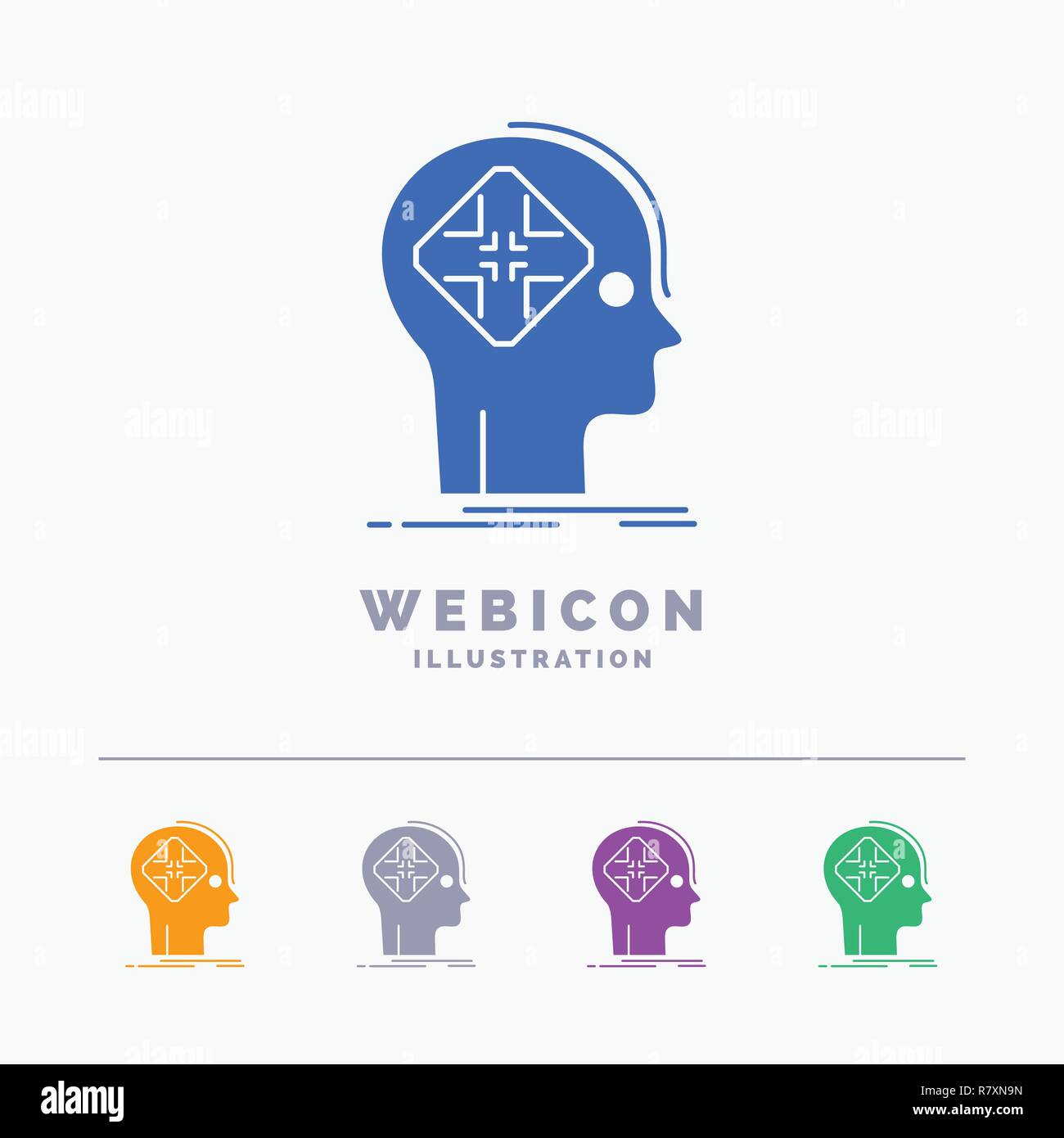 Advanced, cyber, future, human, mind 5 Color Glyph Web Icon Template isolated on white. Vector illustration Stock Vector