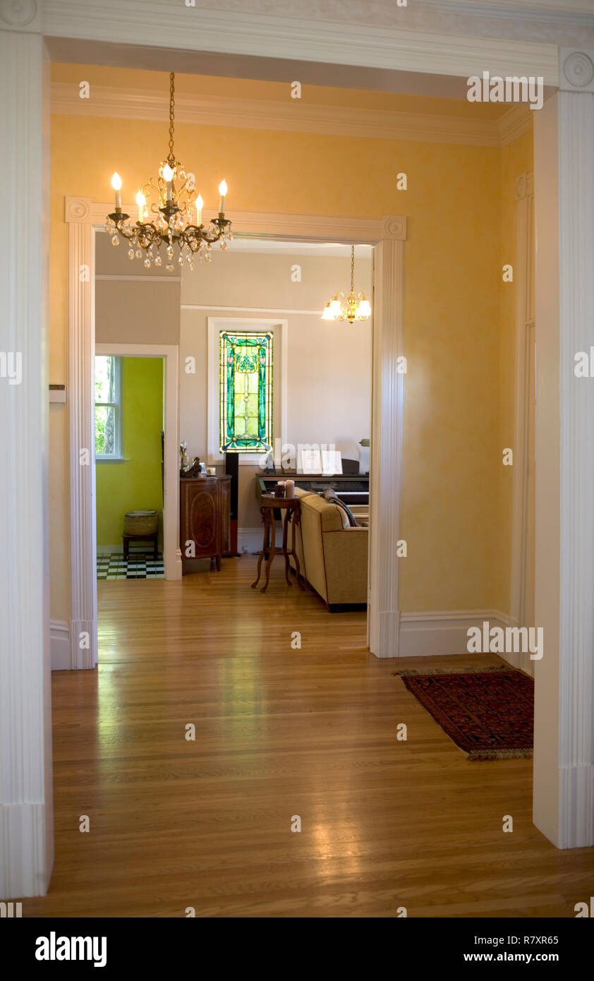 Entryway with chandelier Stock Photo