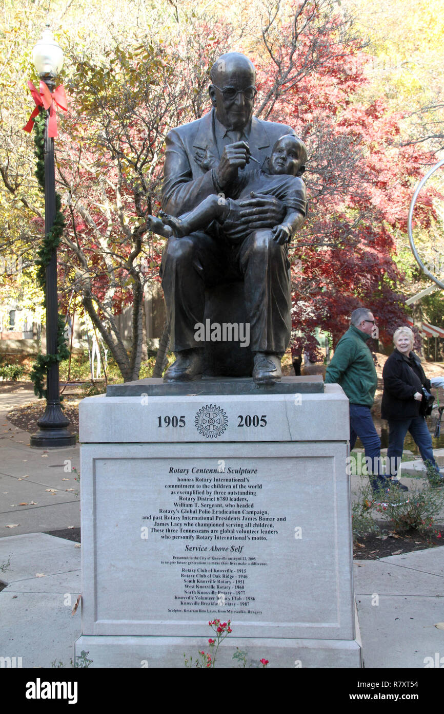 Charles Krutch memorial statue in Krutch Park, Knoxville, TN, USA Stock