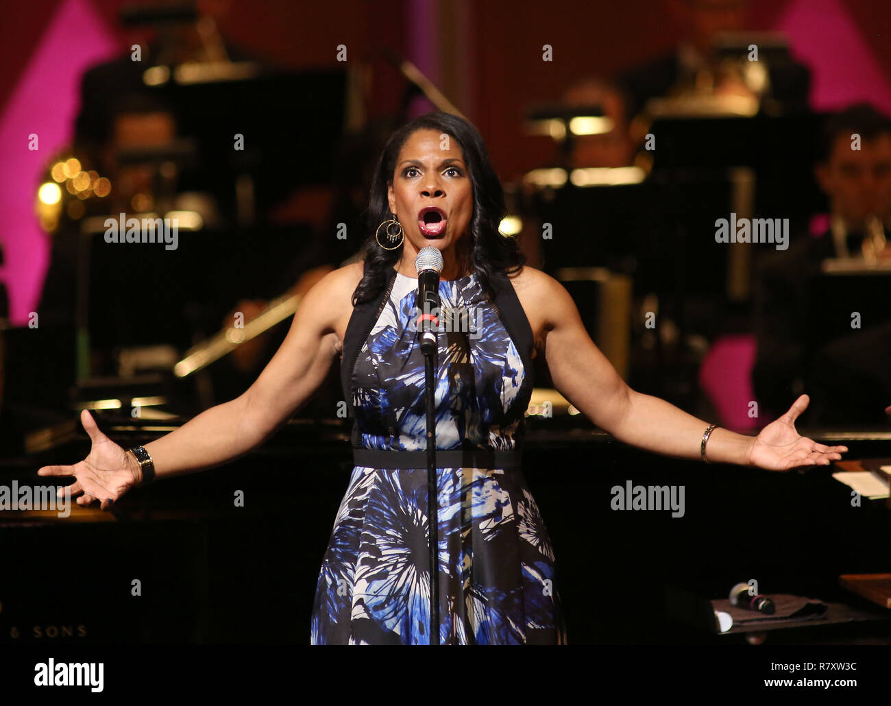 Singer and actress Audra McDonald performs in concert with The Milwaukee Symphony Orchestra in 2018. Stock Photo