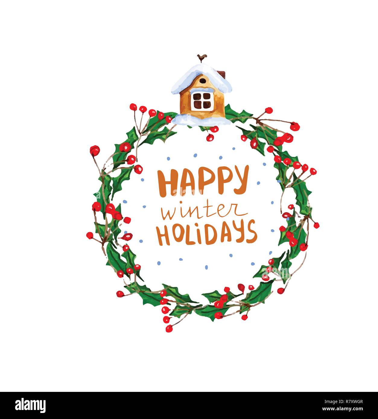 Beautiful christmas wreath poinsettia Stock Vector Images - Alamy