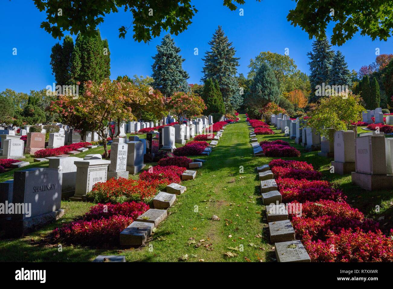 Canada, Quebec province, Montreal, Religious Heritage, Shaar Hashomayim Jewish Cemetery on Mount Royal Stock Photo