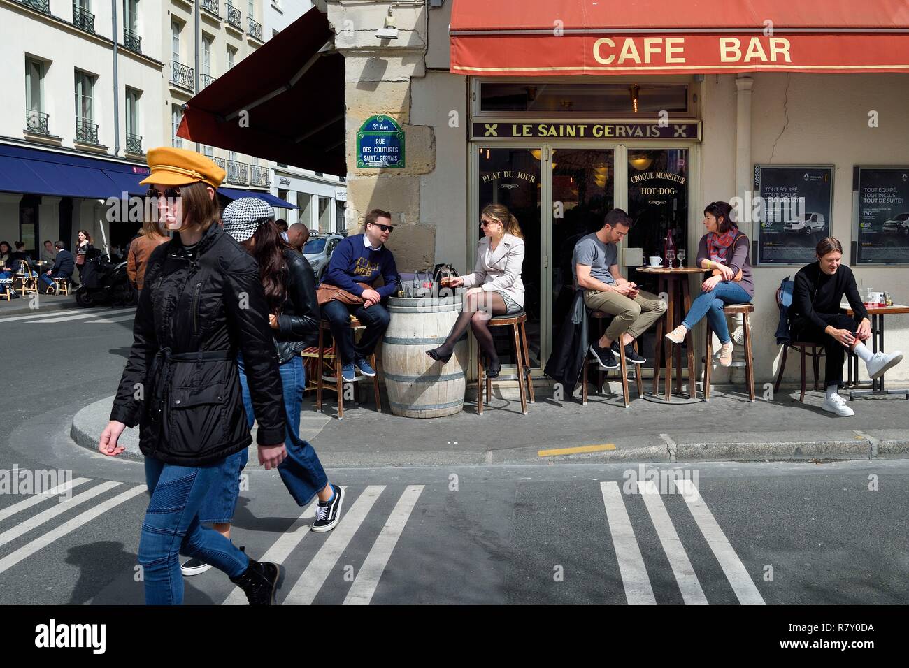 France, Paris, Cafe bar restaurant le Saint Gervais rue vieille du temple  Stock Photo - Alamy