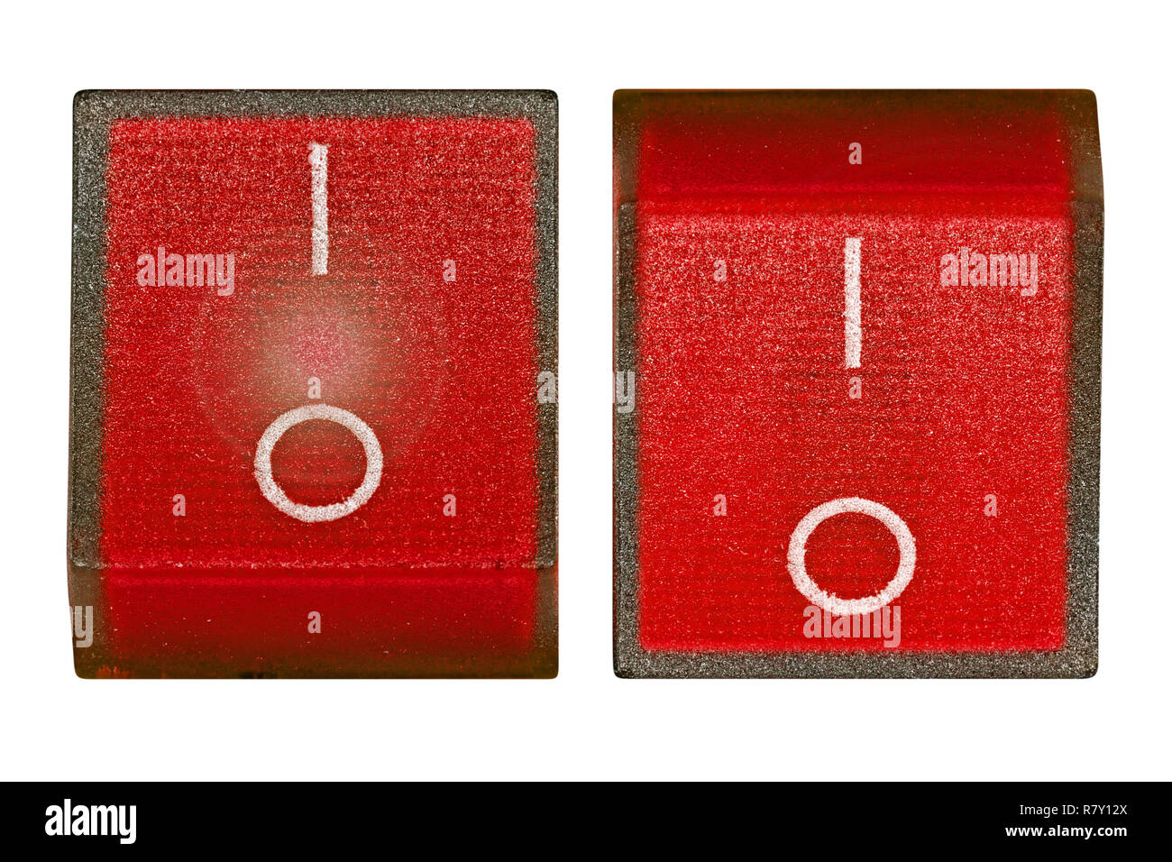 Red power switch, isolated on white background, with clipping path ...