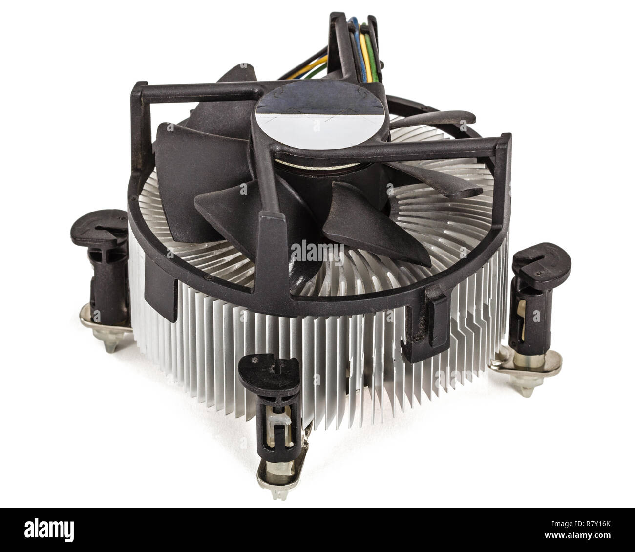 Fan and radiator for cooling of processor, cooling system, isolated on
