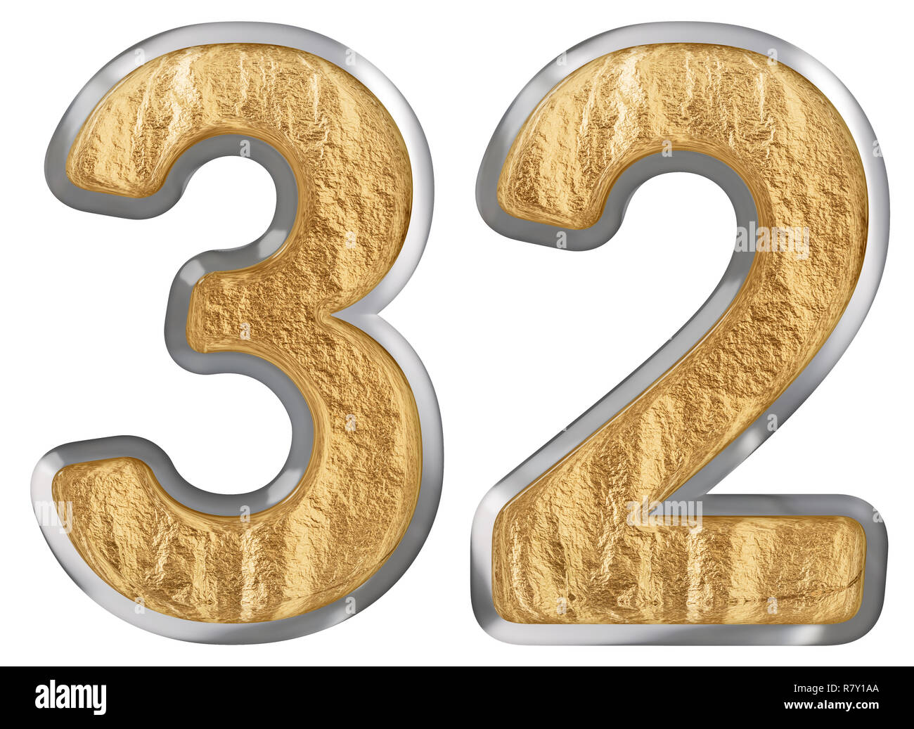 Numeral 32 thirty two isolated on white background 3d render Stock Photo Alamy