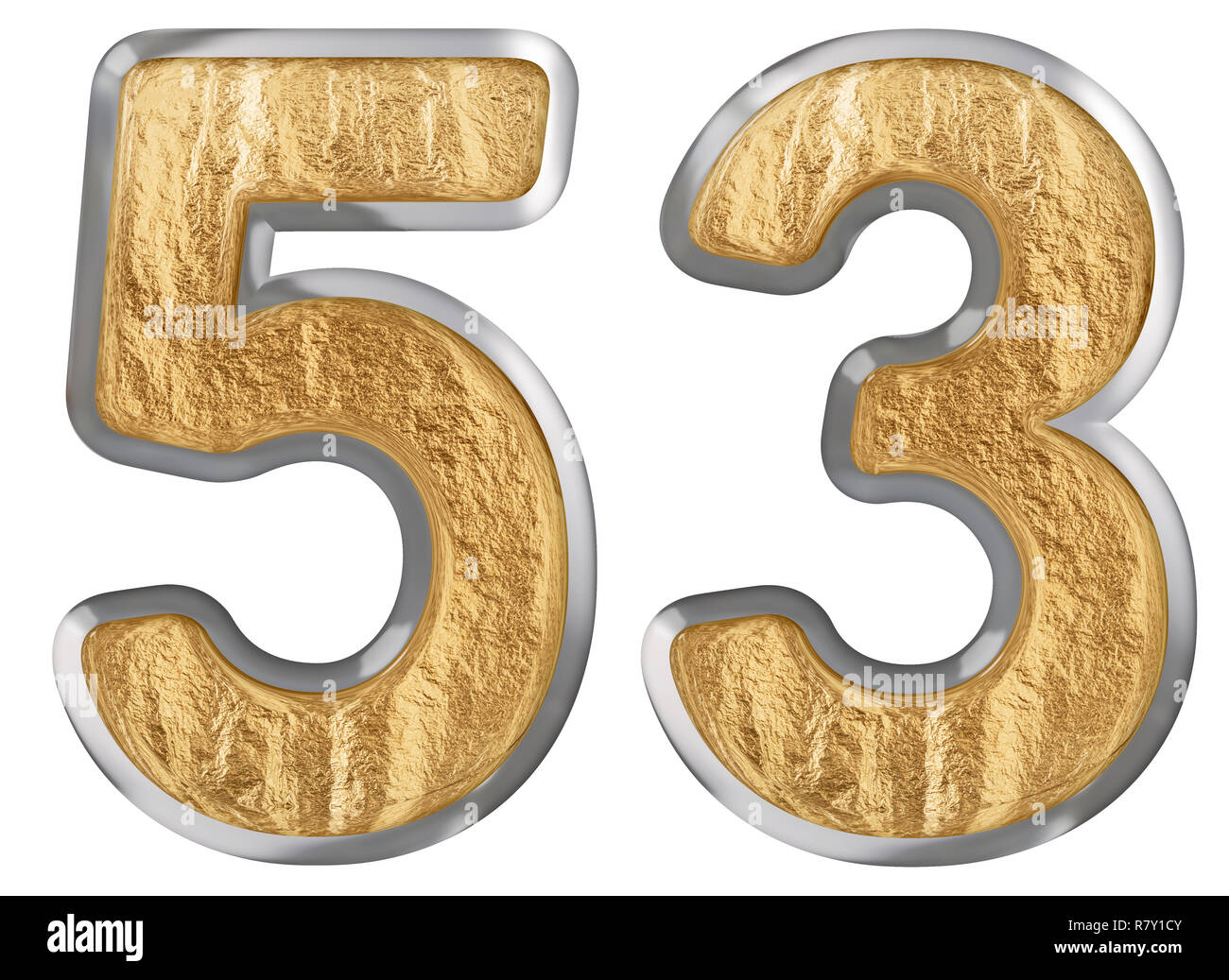 Numeral 53, fifty three, isolated on white background, 3d render Stock ...
