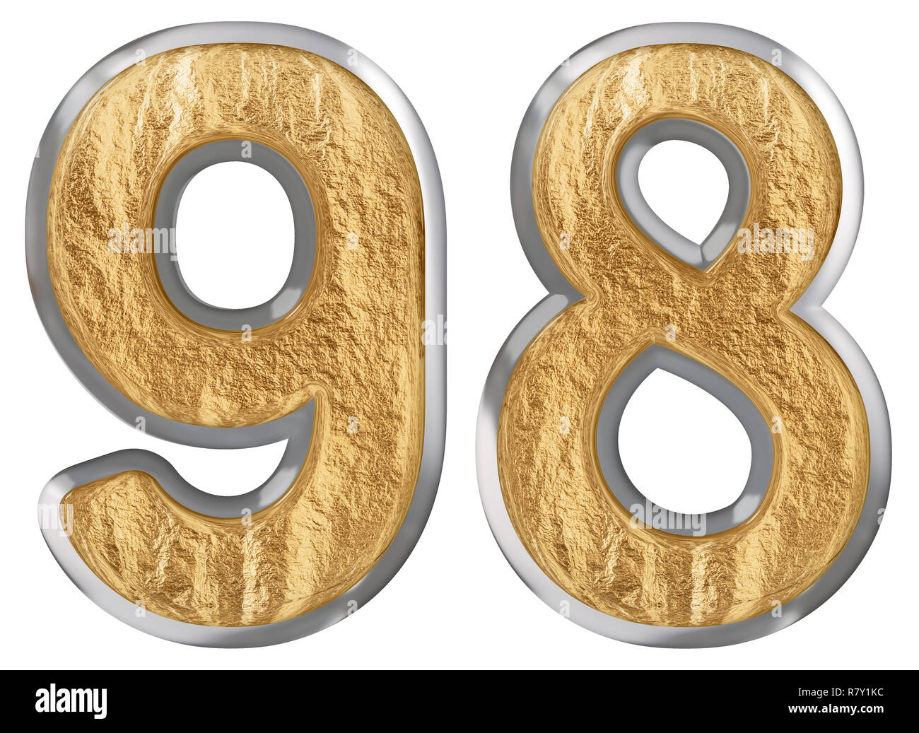 Numeral 98, ninety eight, isolated on white background, 3d render Stock ...
