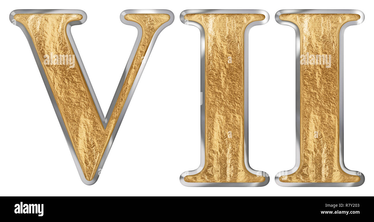 Roman numeral VII, septem, 7, seven, isolated on white background, 3d render Stock Photo