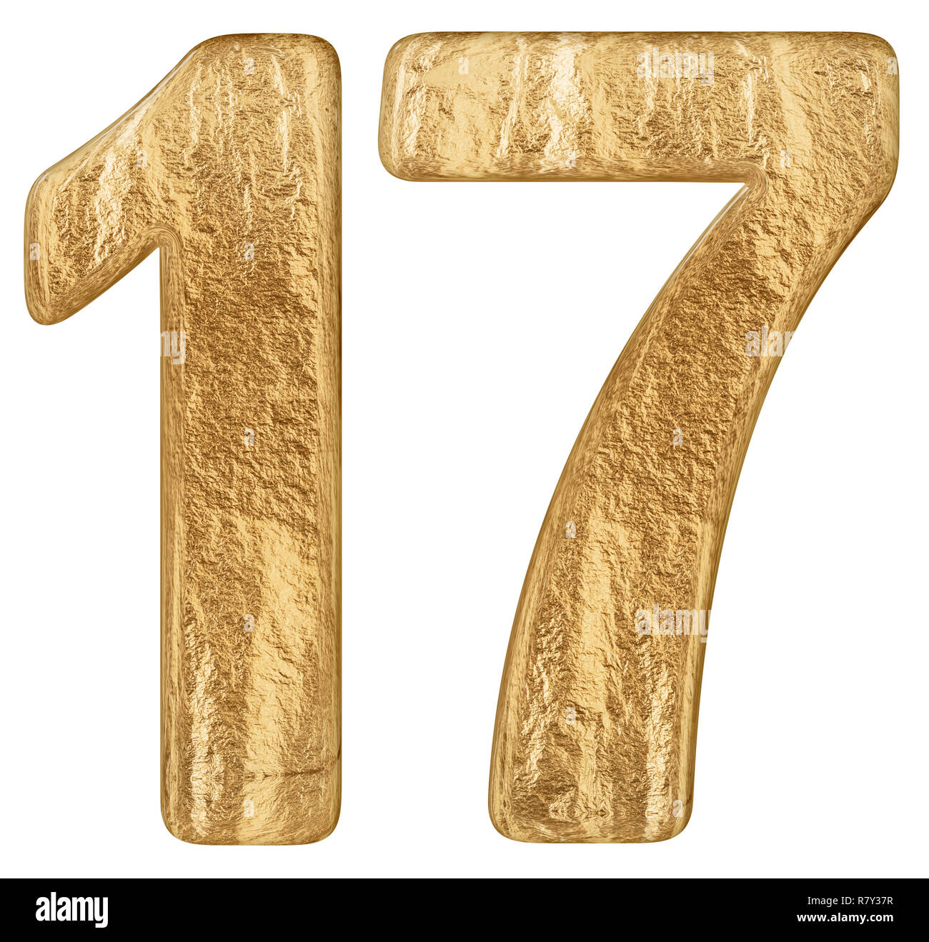 Numeral 17 seventeen isolated on white background 3d render Stock
