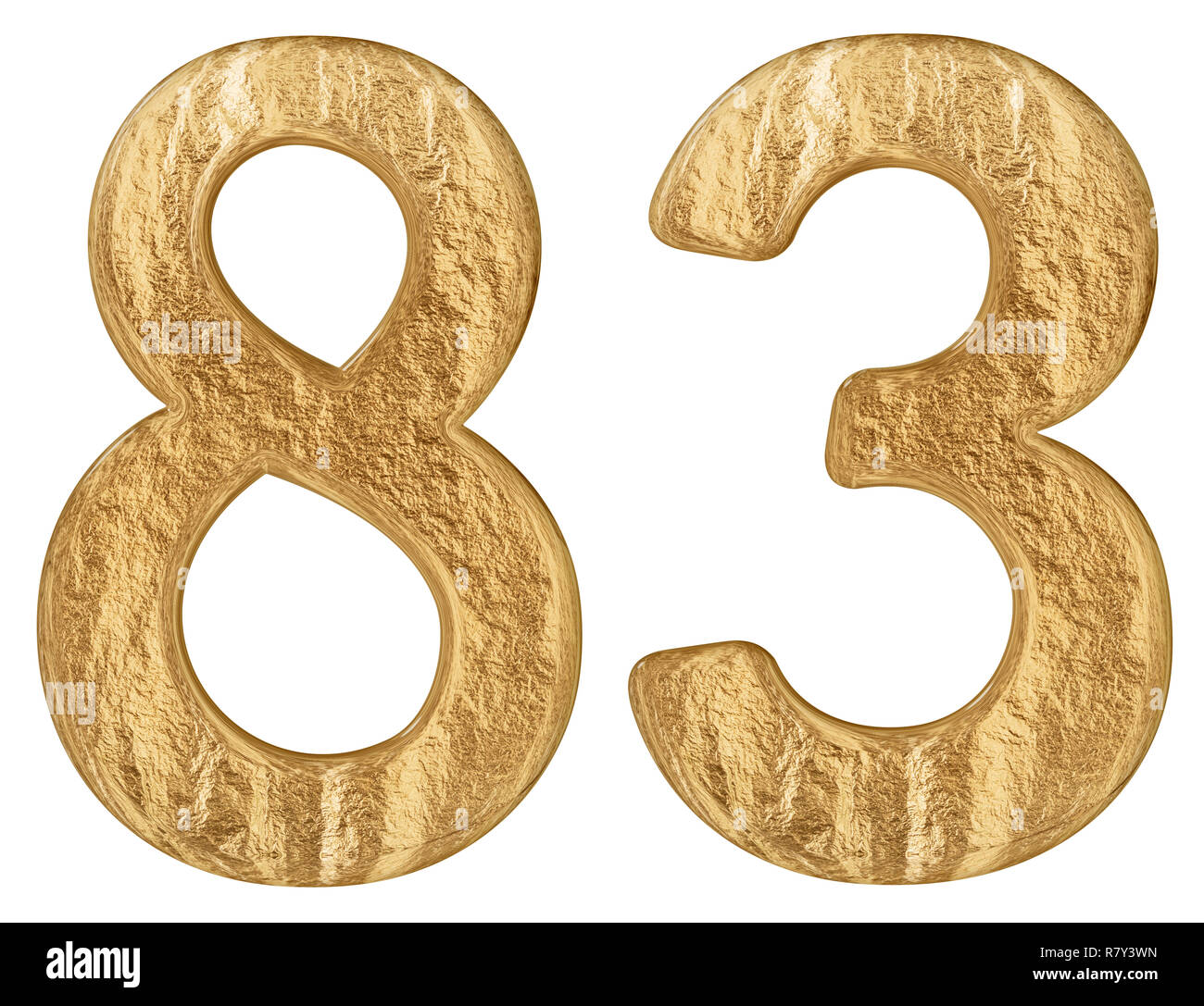 Numeral 83 eighty three isolated on white background 3d render Stock