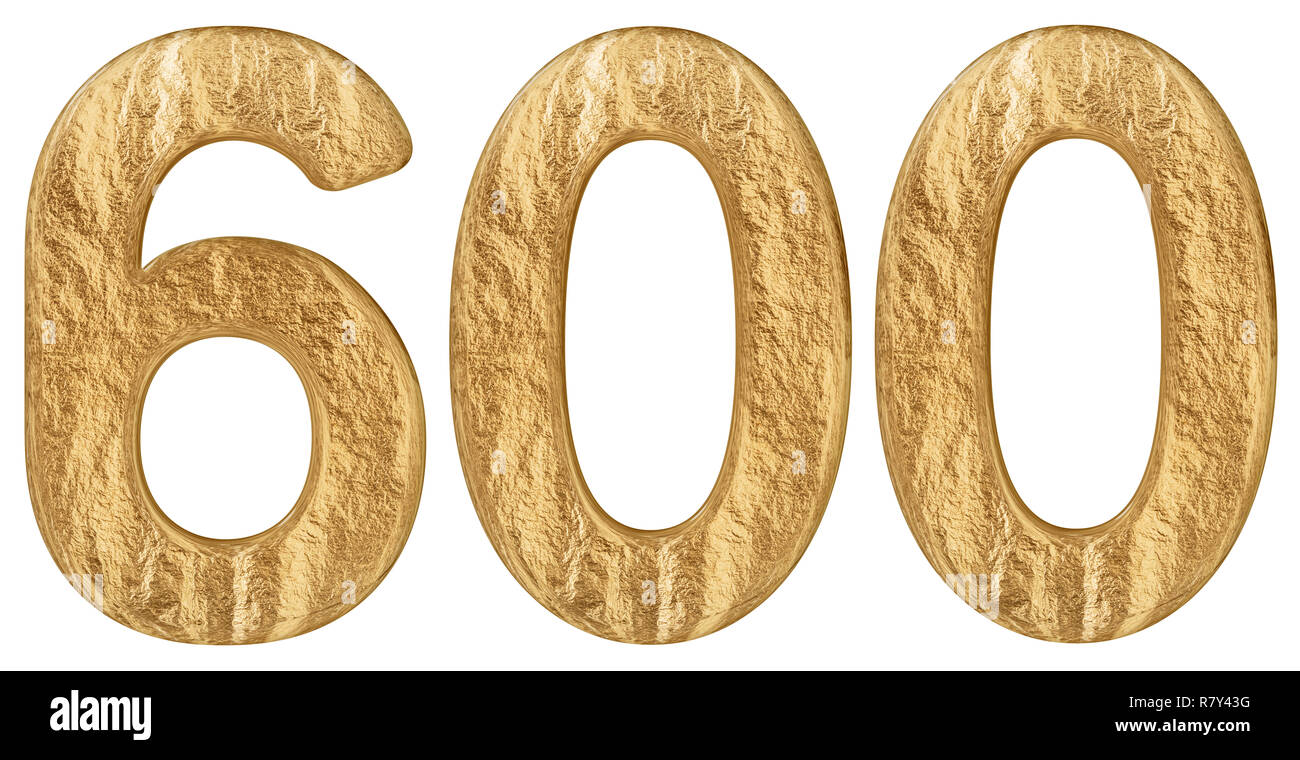 Numeral 600 six hundred isolated on white background 3d render Stock