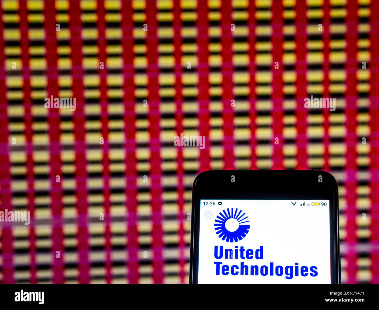 United Technologies Corporation Aircraft manufacturing company  logo seen displayed on smart phone. Stock Photo