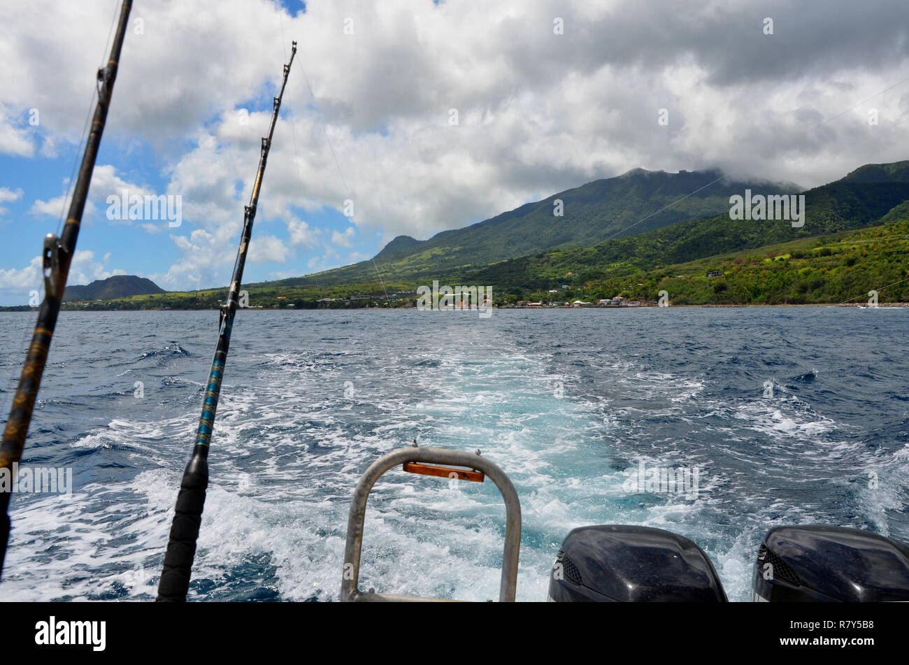 Deepsea fishing off island of St. Kitts Stock Photo