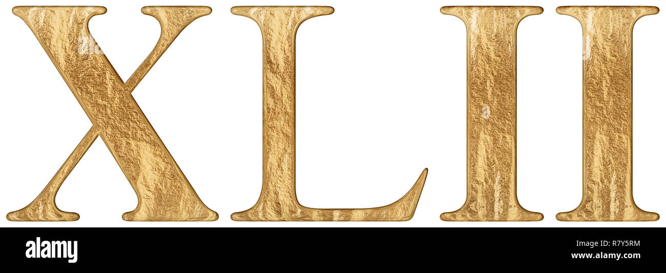 Roman numeral XLII, duo et quadraginta, 42, forty two, isolated on