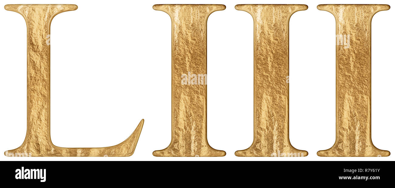 Roman numeral LIII, tres et quinquaginta, 53, fifty three, isolated on