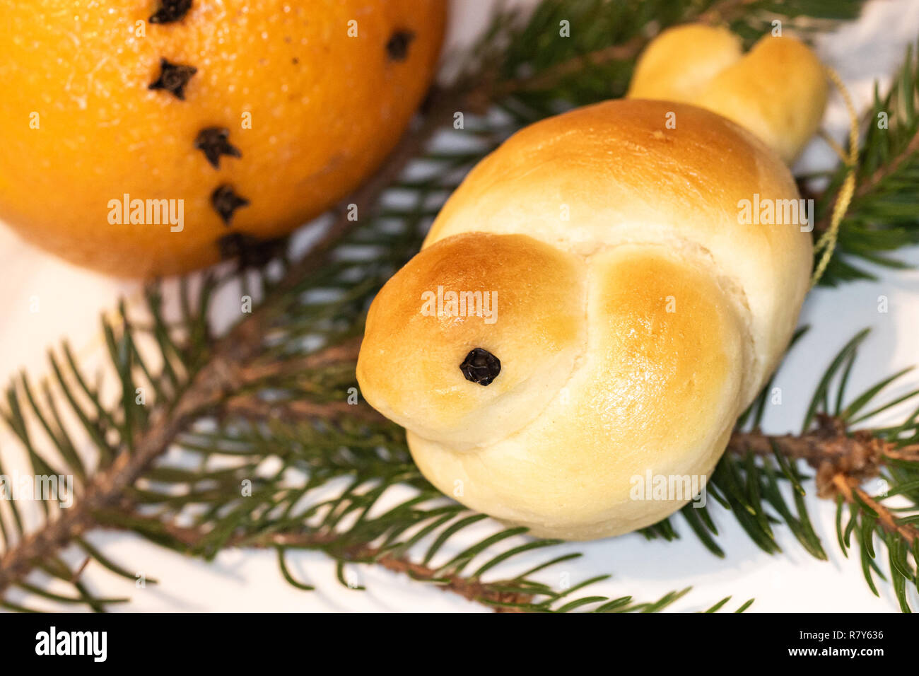 Traditional Hungarian Kukuca, sweet bread served at Christmas in Hungary Stock Photo