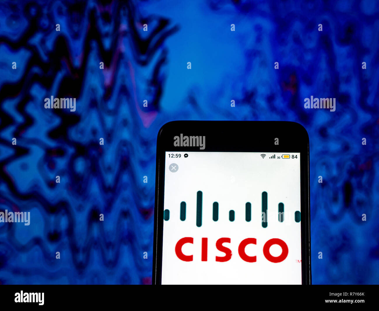 Cisco Systems Networking hardware company logo seen displayed on smart