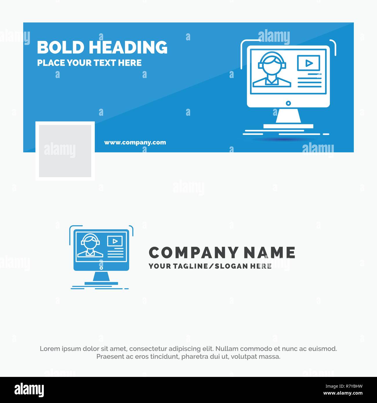 Blue Business Logo Template For Tutorials Video Media Online