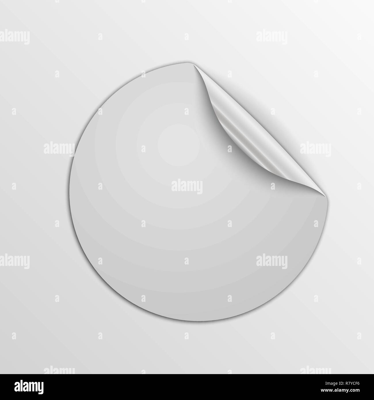 White round sticker isolated. Vector illustration. Paper label with silver corner. Stock Vector