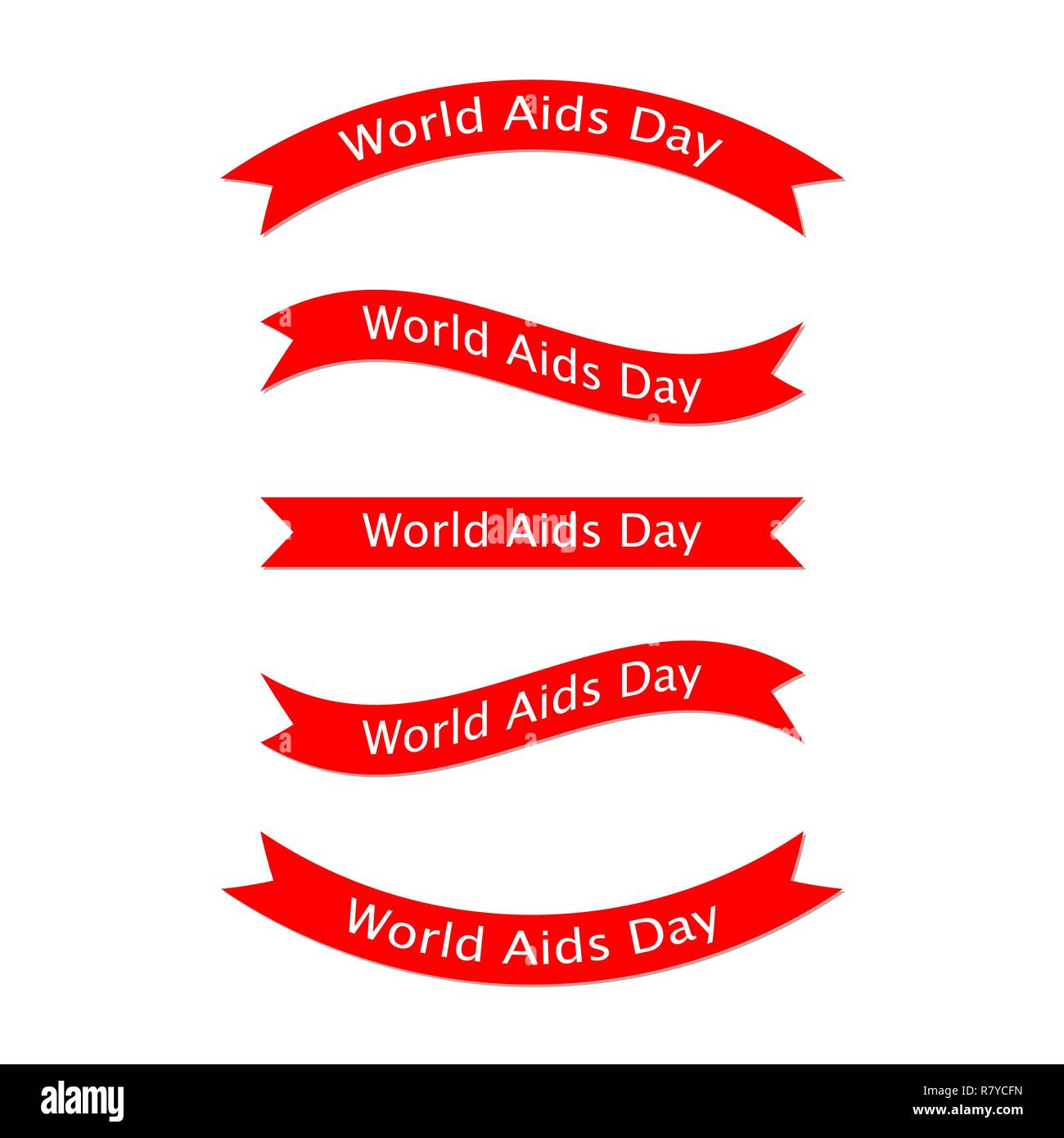 Set Of World Aids Day Ribbons Vector Illustration Set Of Red Ribbons Isolated Stock Vector 2699