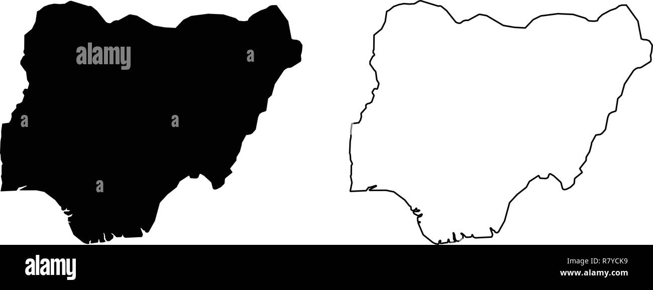 Simple (only sharp corners) map of Nigeria vector drawing. Stock Vector