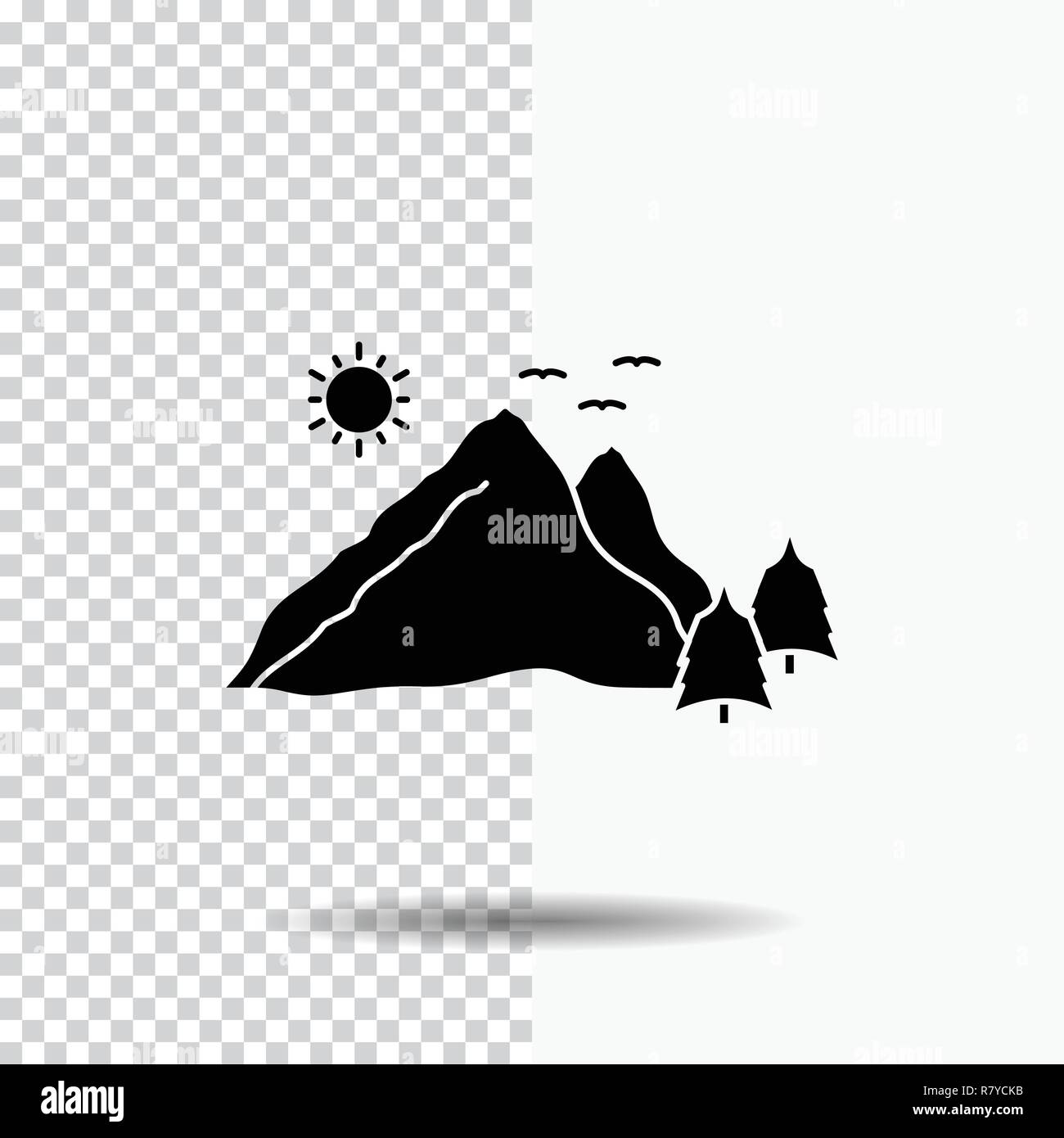mountain, landscape, hill, nature, scene Glyph Icon on Transparent ...