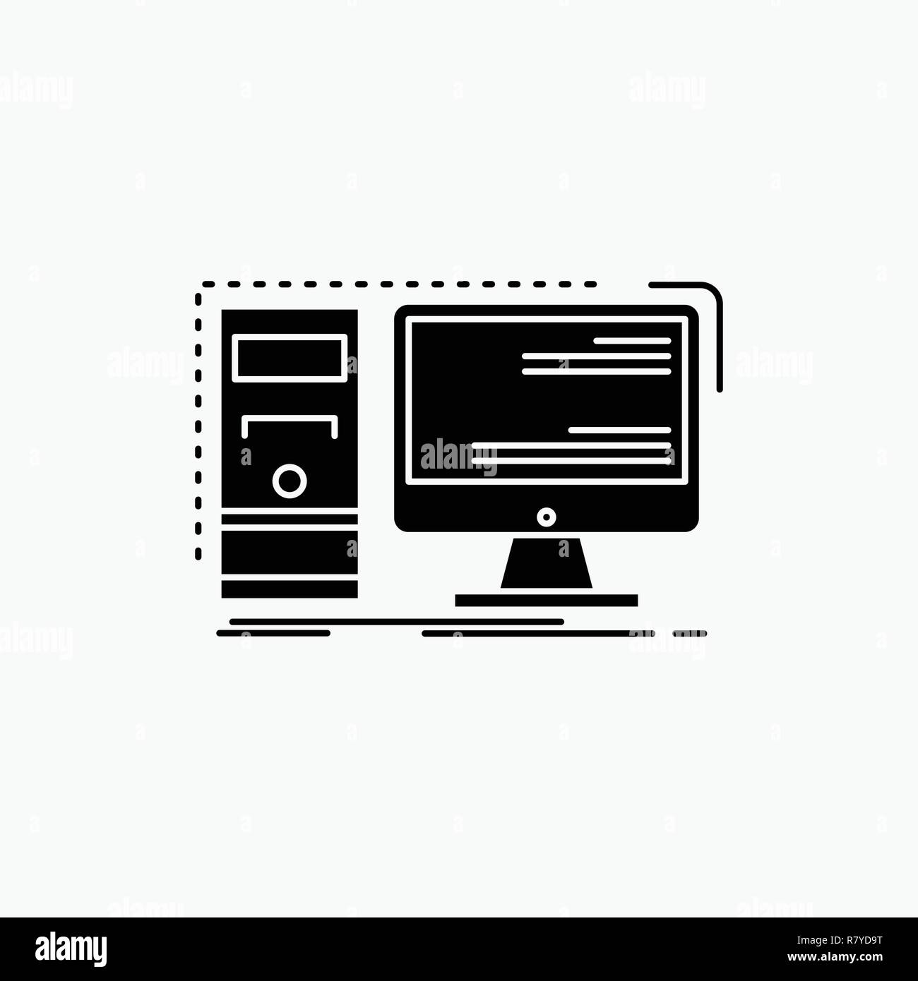 Computer, desktop, hardware, workstation, System Glyph Icon. Vector
