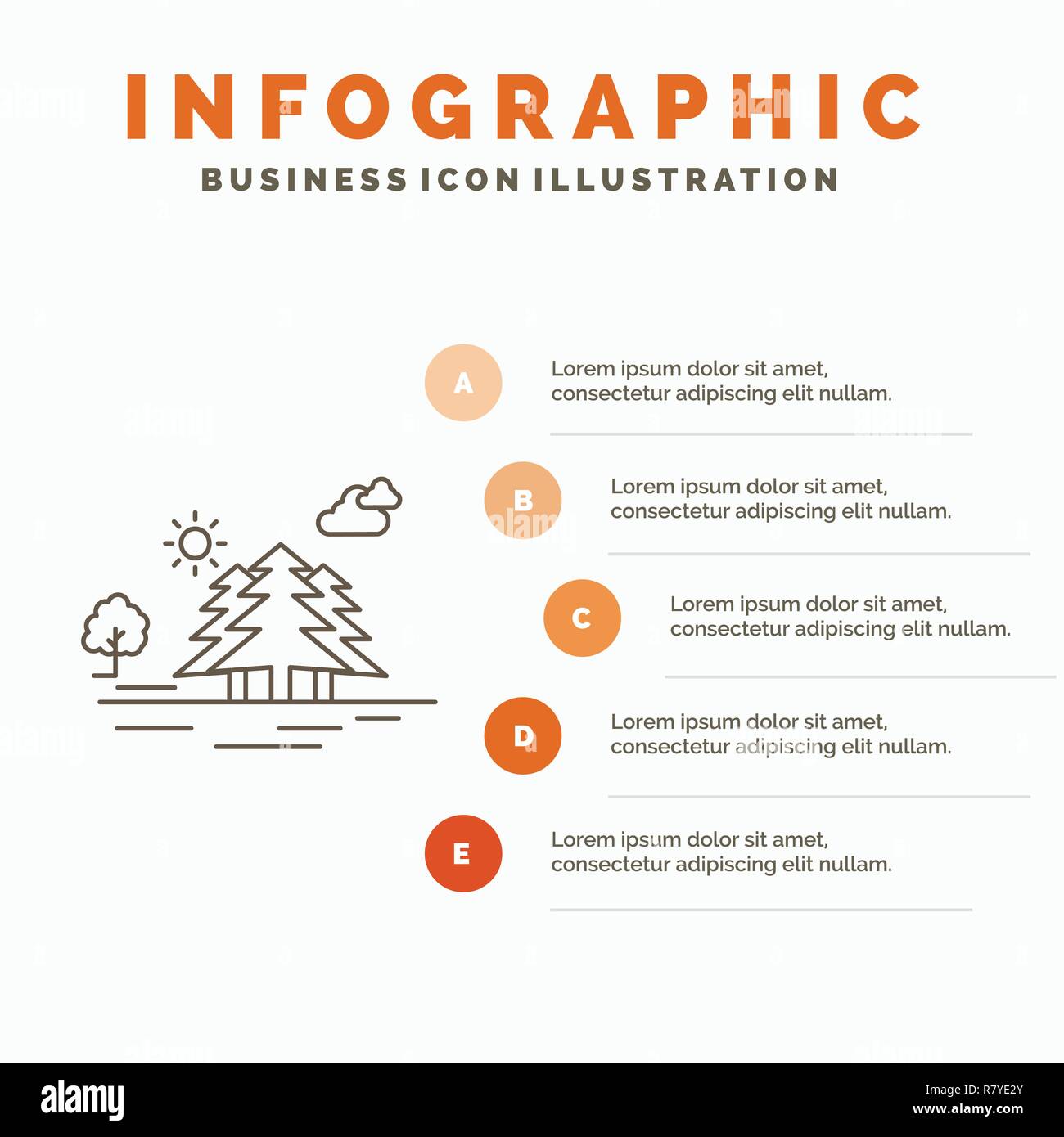 Mountain, hill, landscape, nature, clouds Infographics Template for Website and Presentation. Line Gray icon with Orange infographic style vector illu Stock Vector