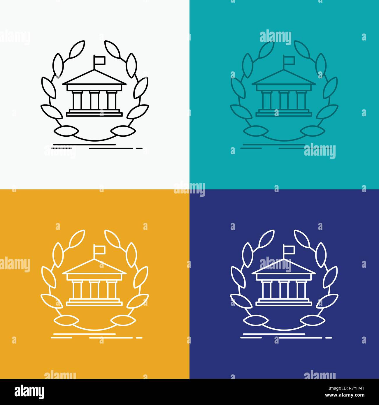 Bank Banking Online University Building Education Icon Over Various Background Line Style Design Designed For Web And App Eps 10 Vector Illust Stock Vector Image Art Alamy