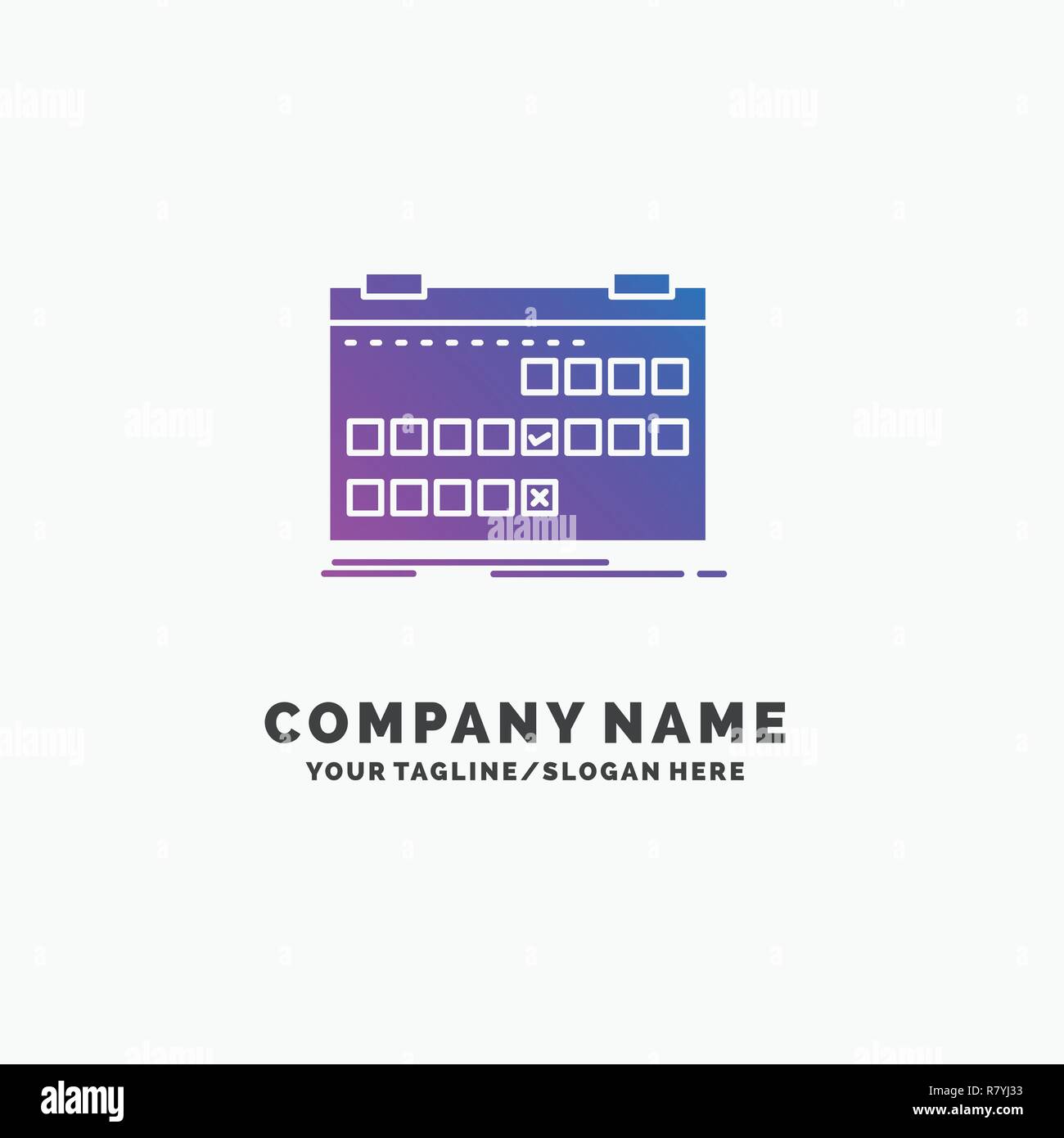 Calendar, date, event, release, schedule Purple Business Logo Template. Place for Tagline. Stock Vector