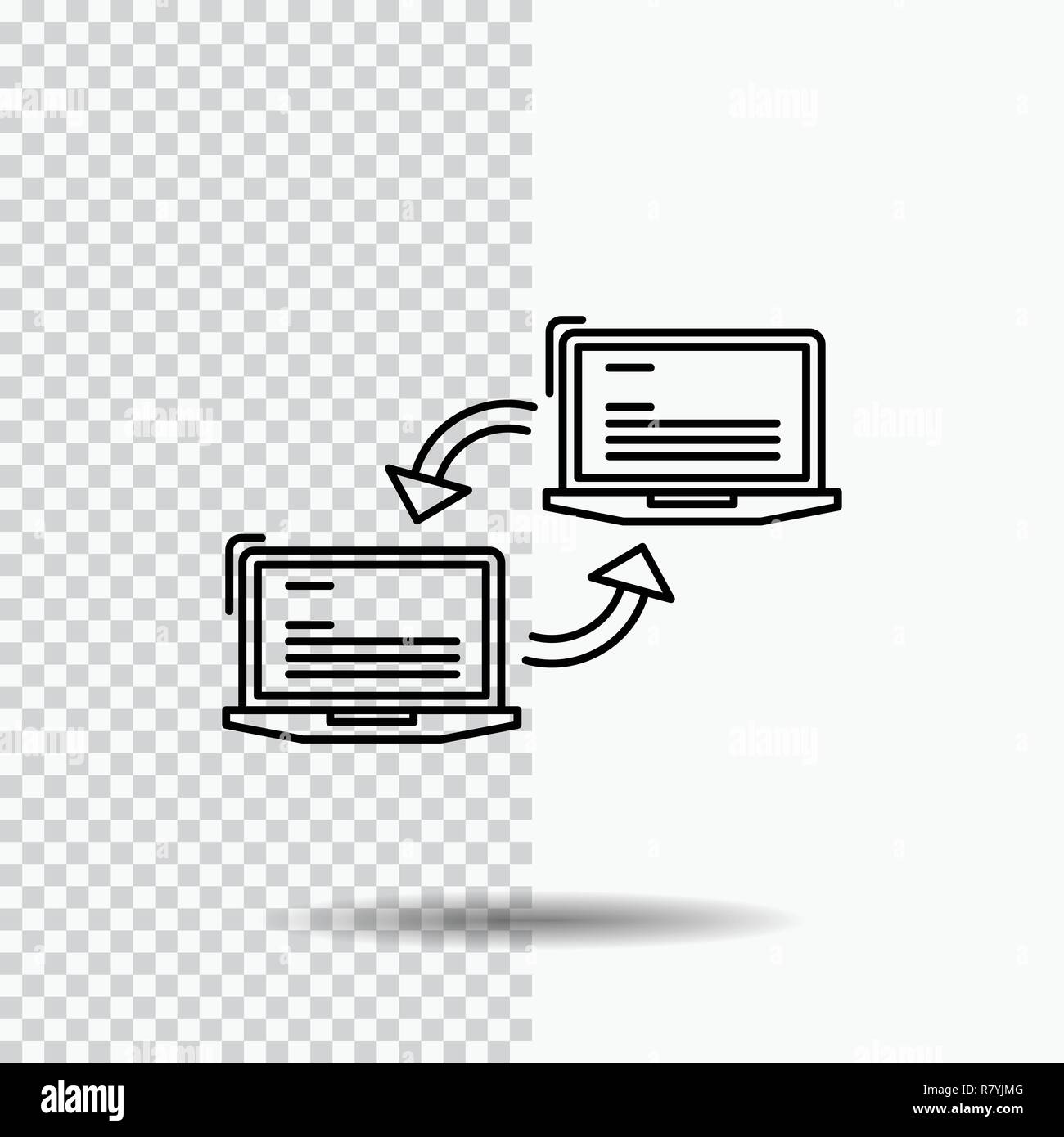 Computer, connection, link, network, sync Line Icon on Transparent