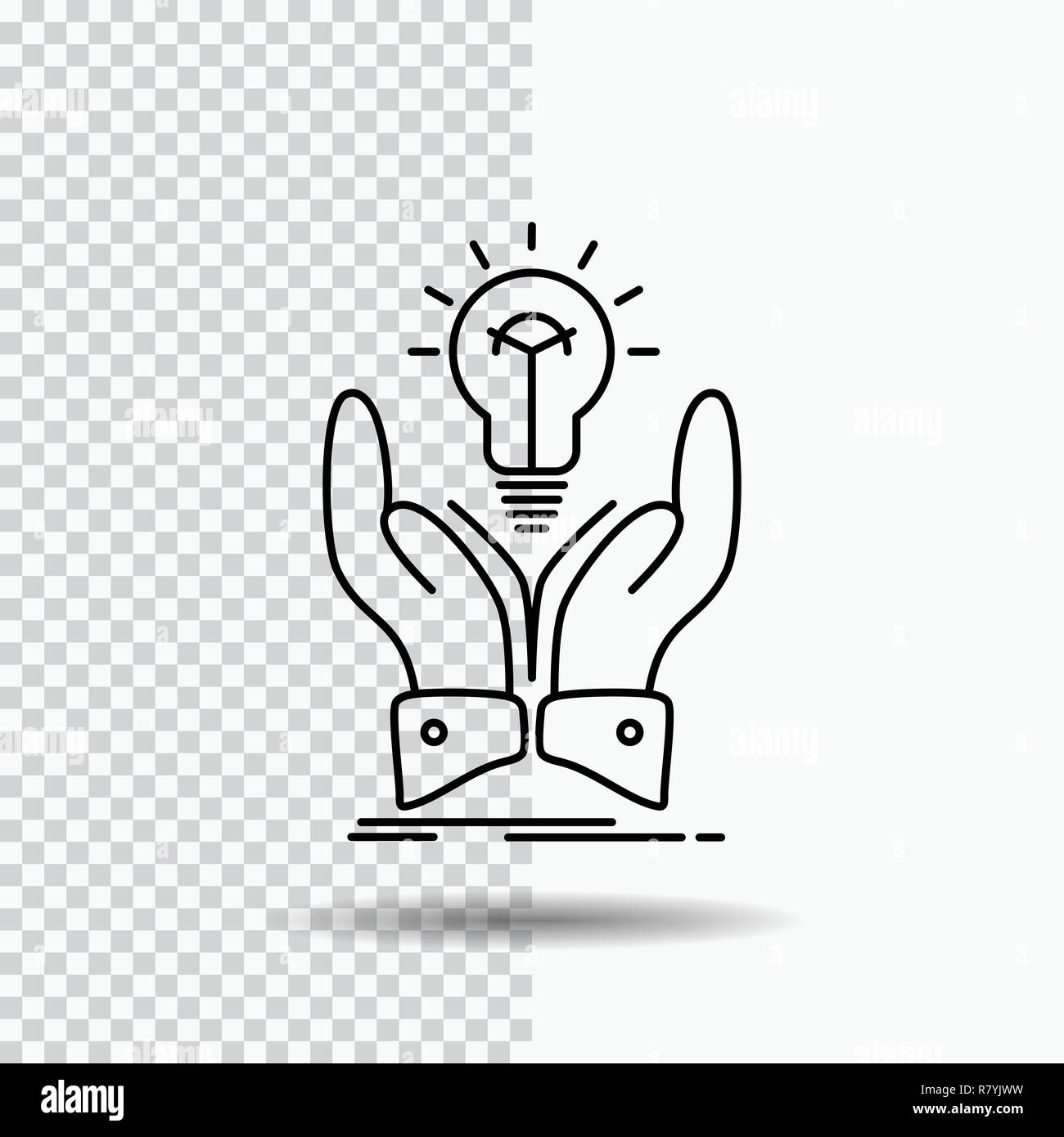 idea, ideas, creative, share, hands Line Icon on Transparent