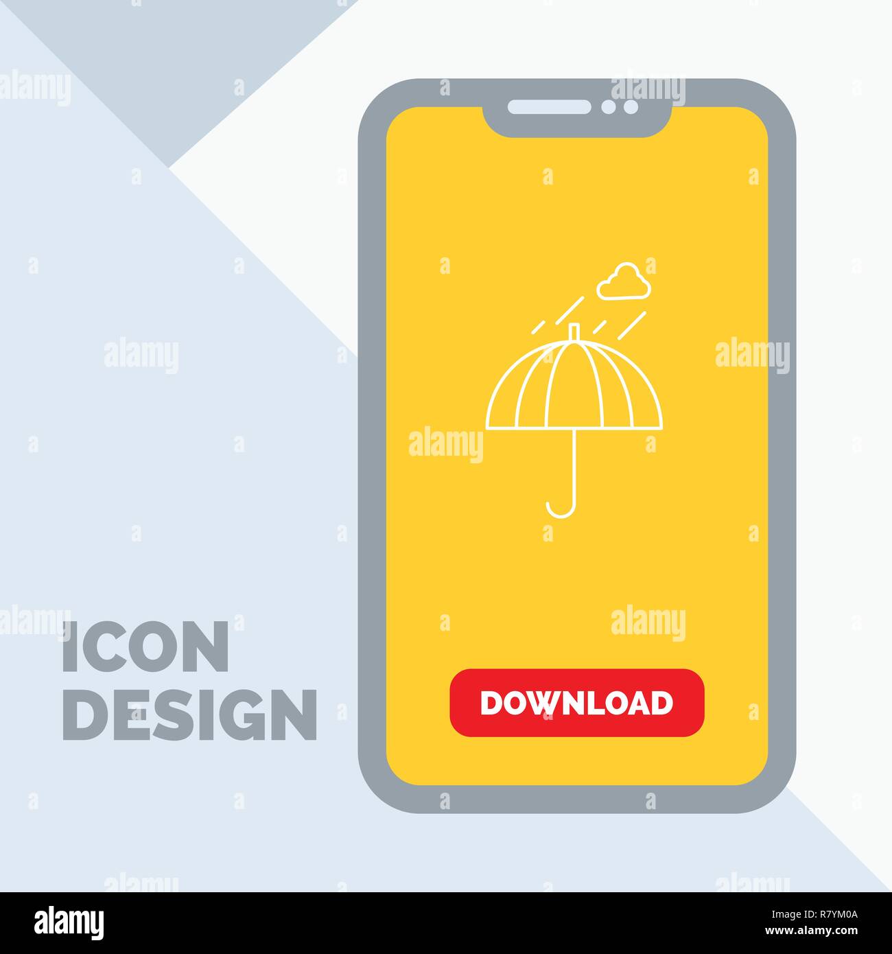 Umbrella, camping, rain, safety, weather Line Icon in Mobile for Download Page Stock Vector