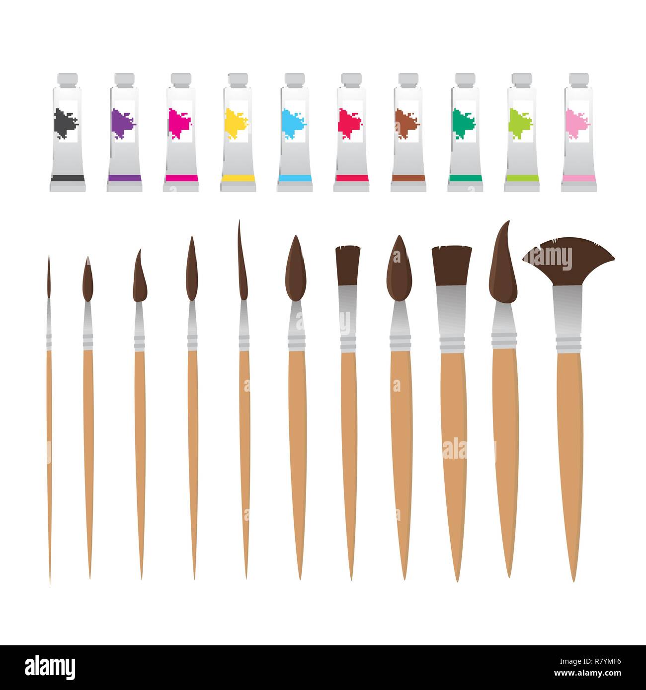 Drawing equipment and paint tubes vector elements set for web and print ...