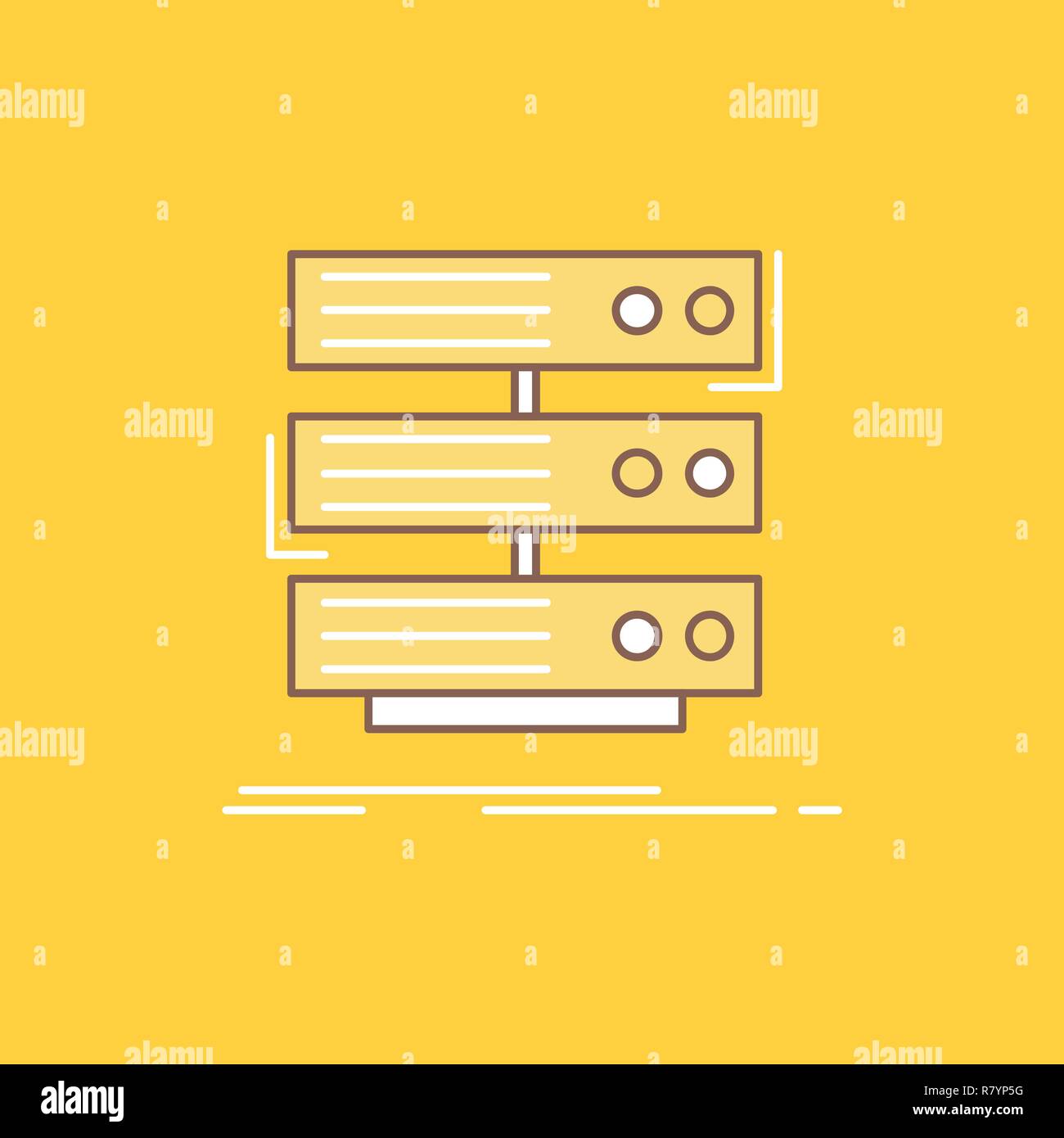 server, storage, rack, database, data Flat Line Filled Icon. Beautiful