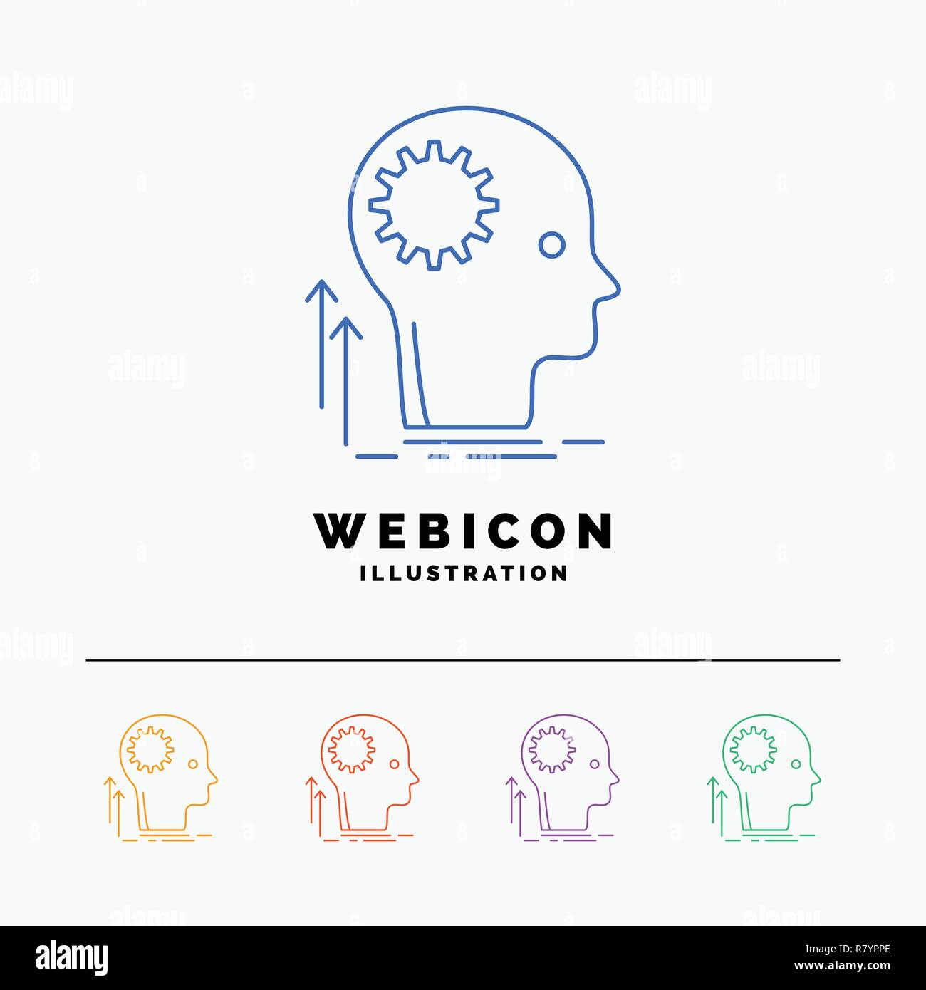 mind creative thinking idea brainstorming 5 color line web icon brainstorming web template