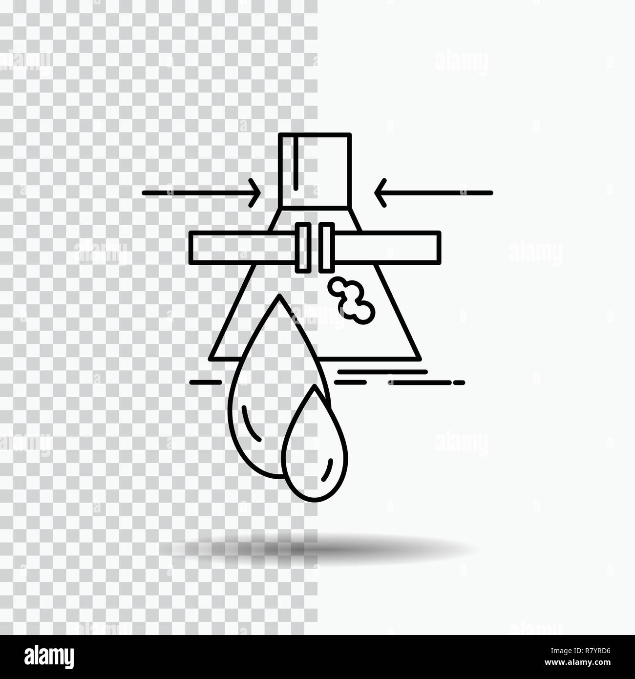 Chemical, Leak, Detection, Factory, pollution Line Icon on Transparent Background. Black Icon Vector Illustration Stock Vector