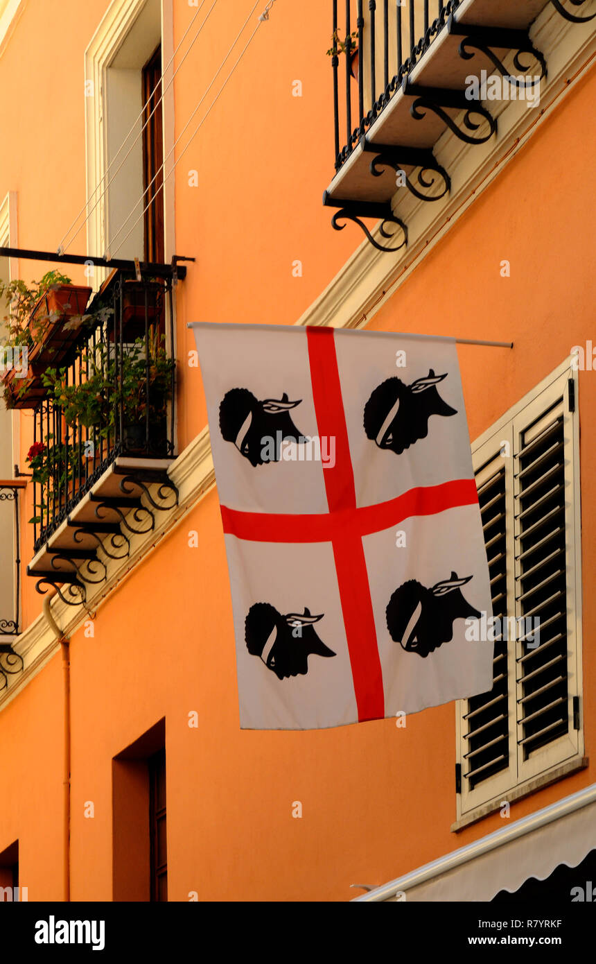 flying the Sardinian Flag Stock Photo
