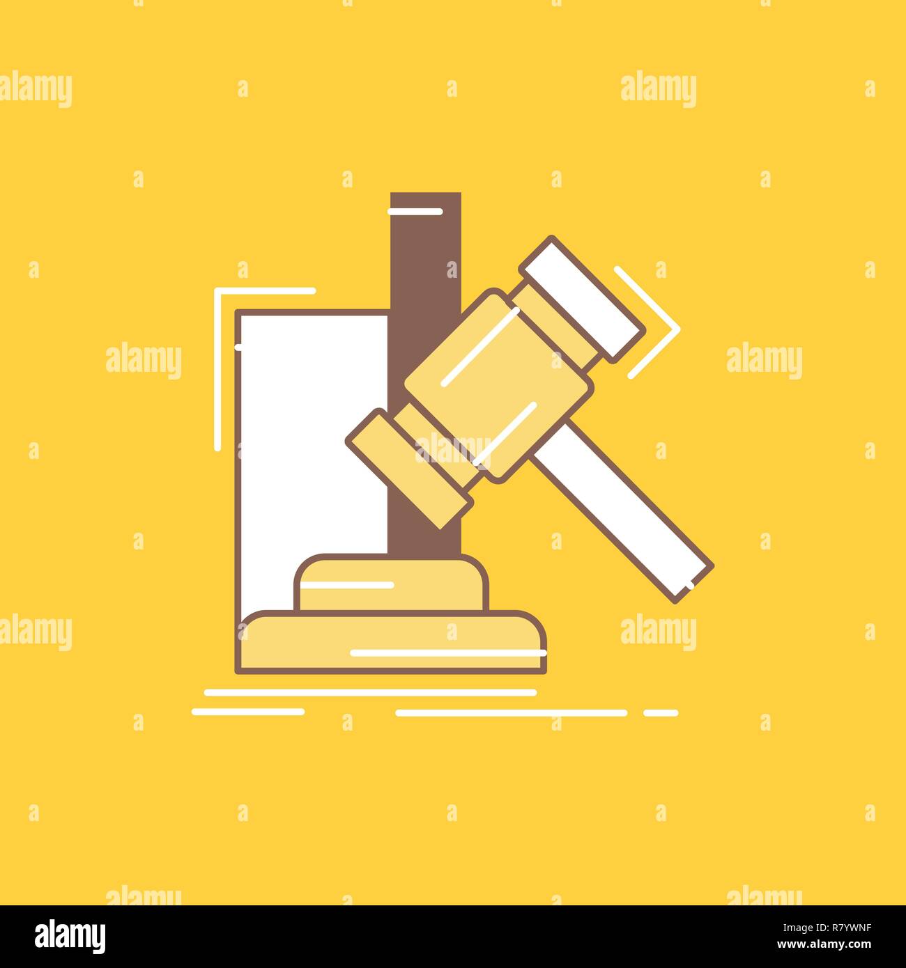Auction, gavel, hammer, judgement, law Flat Line Filled Icon. Beautiful