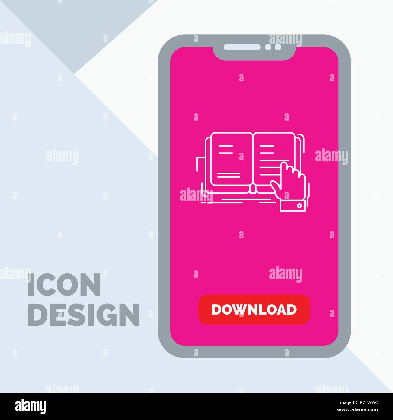 book, lesson, study, literature, reading Line Icon in Mobile for Download Page Stock Vector