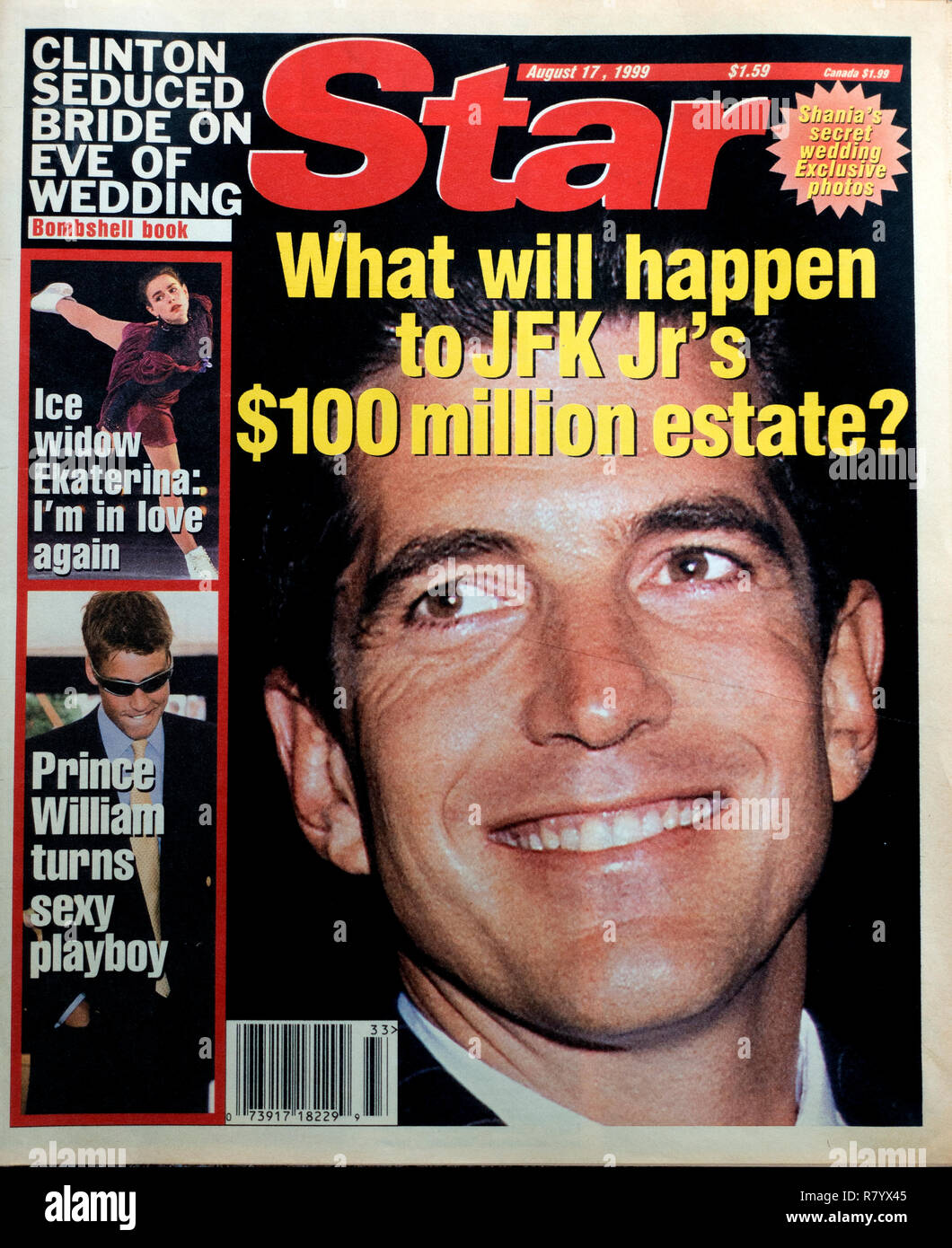 Star Magazine cover of 8/17/99 with the late John Kennedy Jr. referring to an article on the value of his estate. St Paul Minnesota MN USA Stock Photo